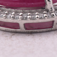 5.43 Ct Oval Cabochon Cut Natural Ruby 950 Platinum Pendant