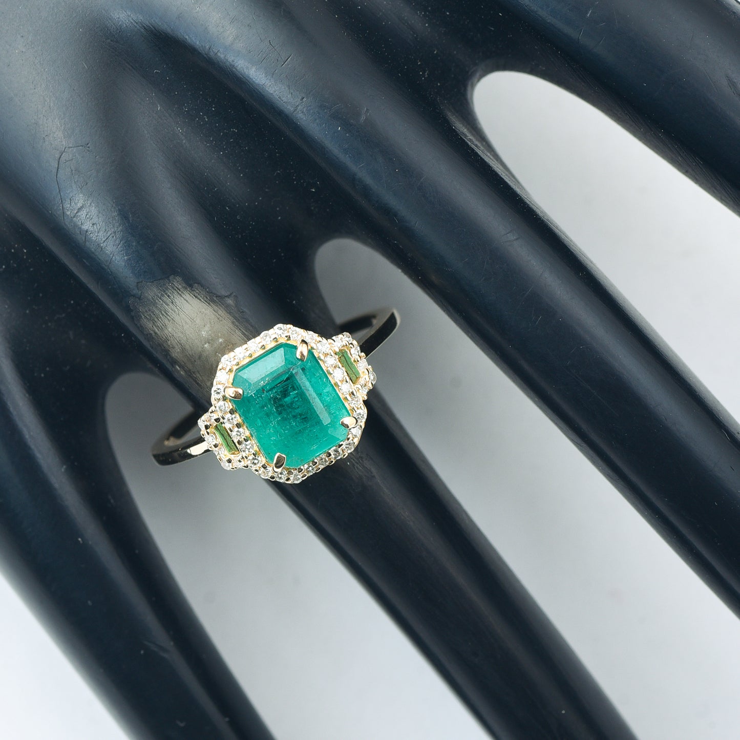 2.20 Ct Octagon Step Cut Natural Emerald 14K Gold Ring