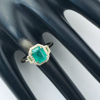 2.20 Ct Octagon Step Cut Natural Emerald 14K Gold Ring