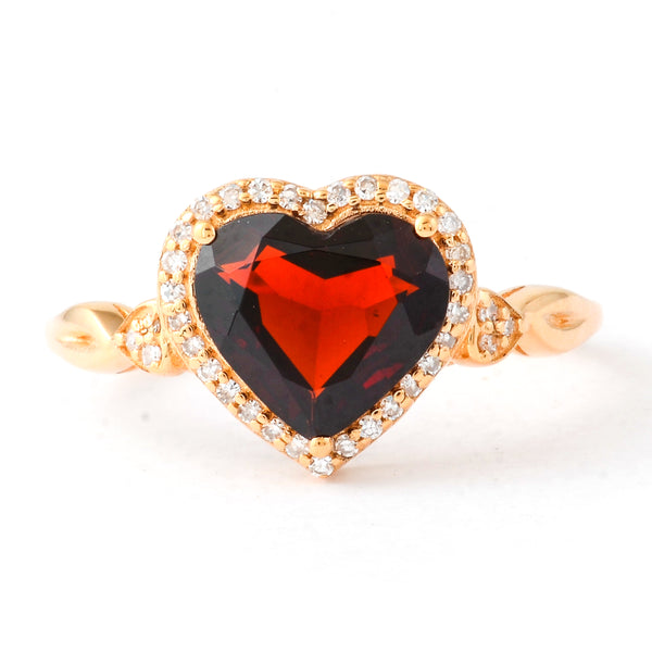 1.81 Ct Heart Mixed Cut Natural Garnet 14K Gold Ring