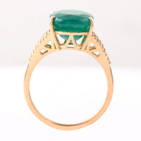5.95 Ct Oval Mixed Cut Natural Emerald 14K Gold Ring