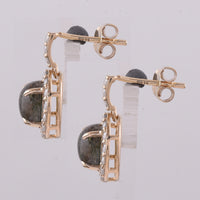 4.14 Ct Round Tourmaline 9K Gold Earrings