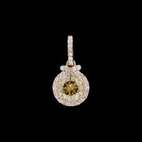 0.79 Ct Round Yellow Diamond 14K Gold Pendant