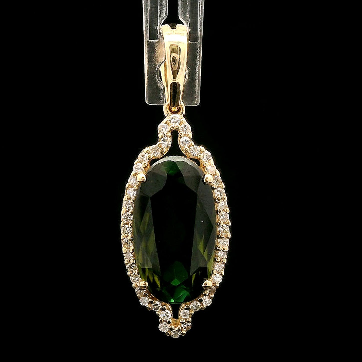 1.94 Ct Oval Mixed Cut Natural Tourmaline 14K Gold Pendant