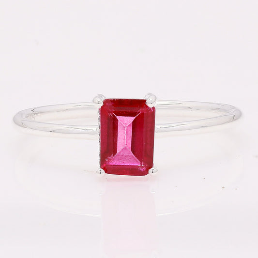 1.04 Ct Octagon Pink Topaz 925 Silver Ring