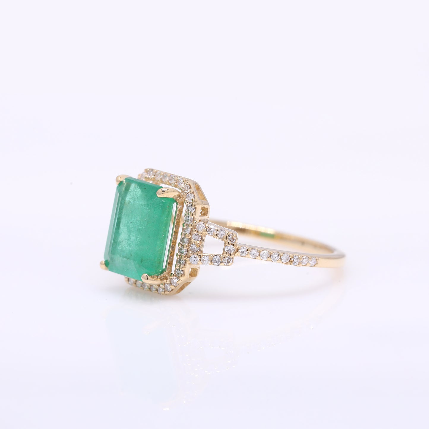 2.31 Ct Octagon Step Cut Natural Emerald 14K Gold Ring