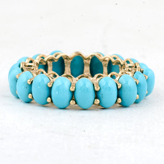 7.36 Ct Oval Turquoise 14K Gold Ring