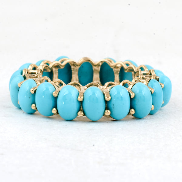 7.36 Ct Oval Turquoise 14K Gold Ring