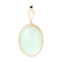 18.94 Ct Oval Cabochon Natural Beryl Emerald 14K Gold Pendant
