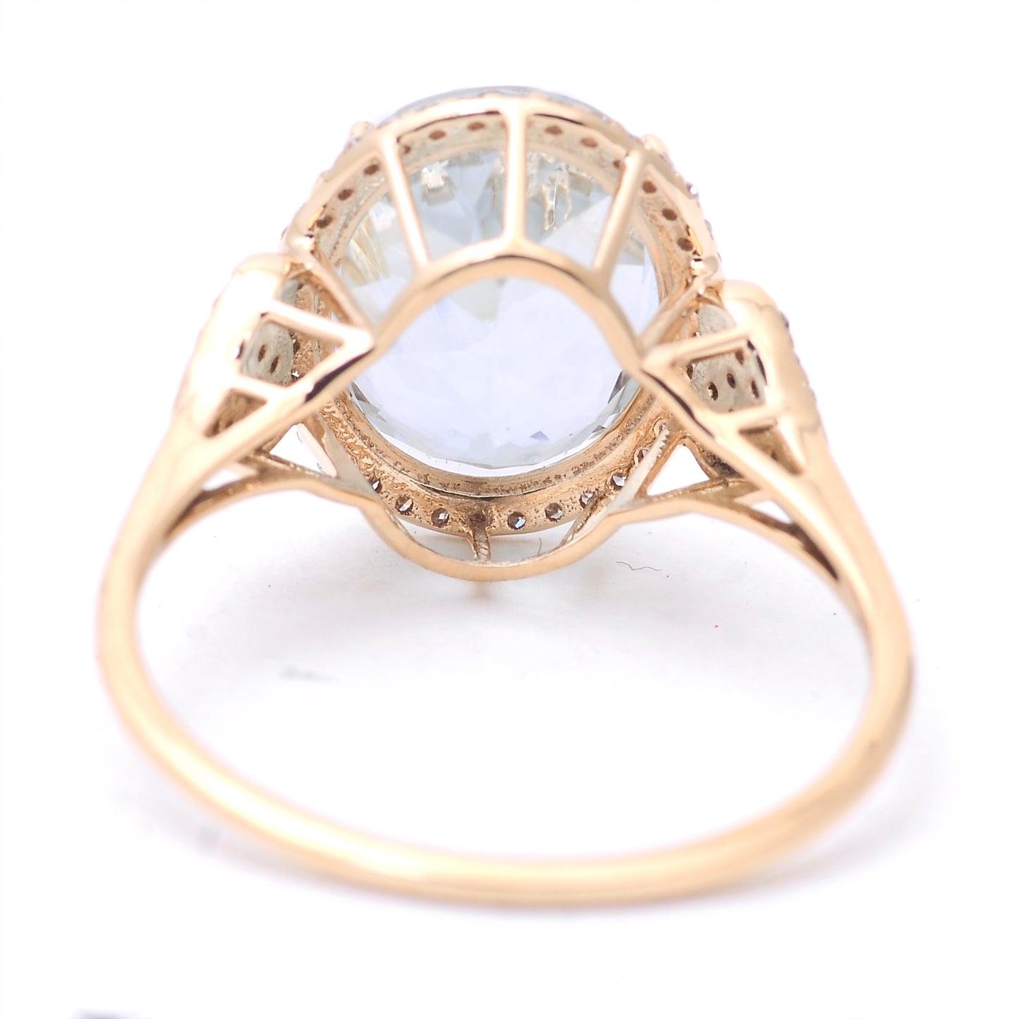 4.12 Ct Oval Mixed Cut Natural Aquamarine 14K Gold Ring