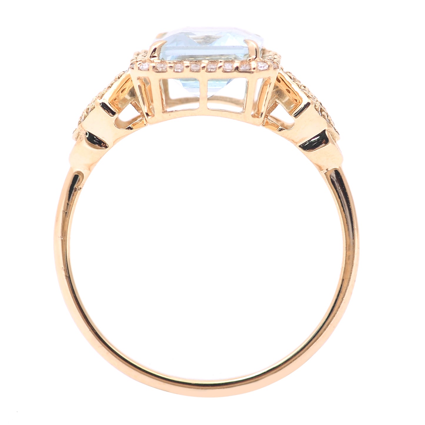 2.22 Ct Octagon Step Cut Natural Aquamarine 14K Gold Ring