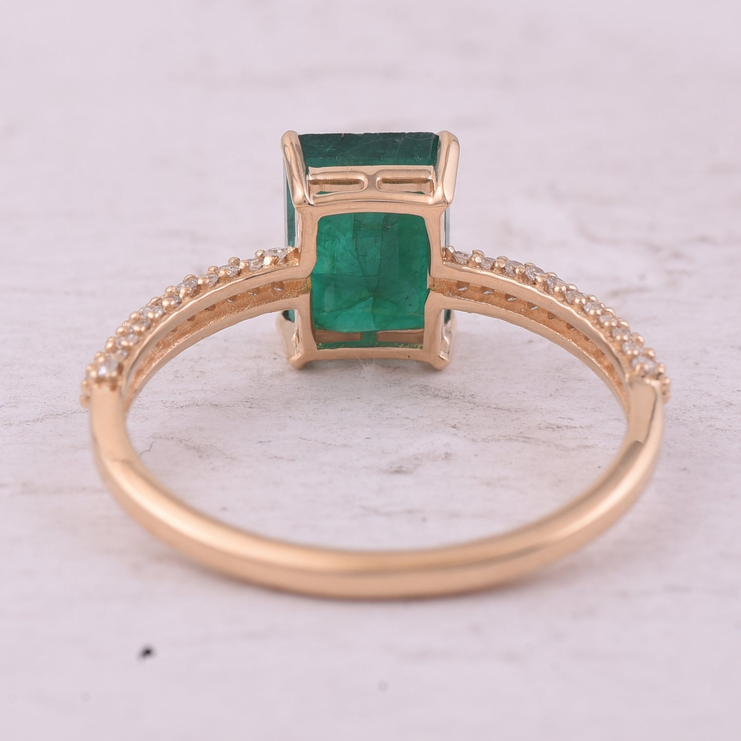 1.72 Ct Octagon Step Cut Natural Emerald 14K Gold Ring