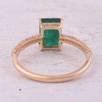 1.72 Ct Octagon Step Cut Natural Emerald 14K Gold Ring
