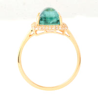 3.48 Ct Cushion Cabochon Cut Natural Tourmaline 14K Gold Ring