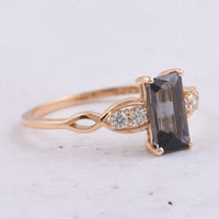 0.99 Ct Rectangle Natural Tourmaline 14K Gold Ring