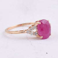 3.44 Ct Oval Natural Ruby 14K Gold Ring