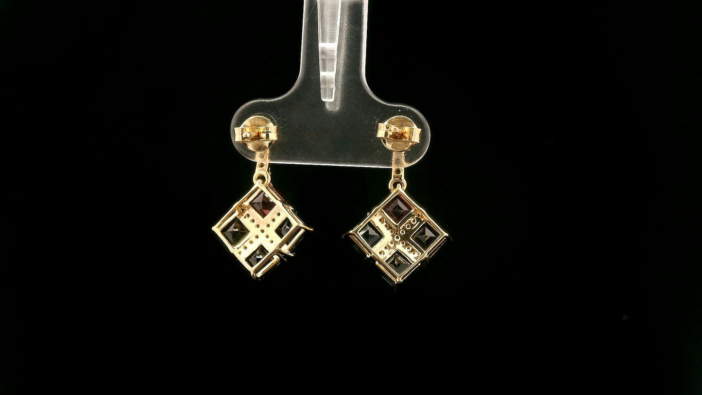 3.00 Ct Square Tourmaline 14K Gold Earrings