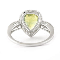 2.67 Ct Pear Mixed Cut Natural Green Sapphire 950 Platinum Ring