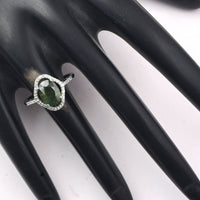 2.52 Ct Oval Mixed Cut Natural Green Sapphire 950 Platinum Ring