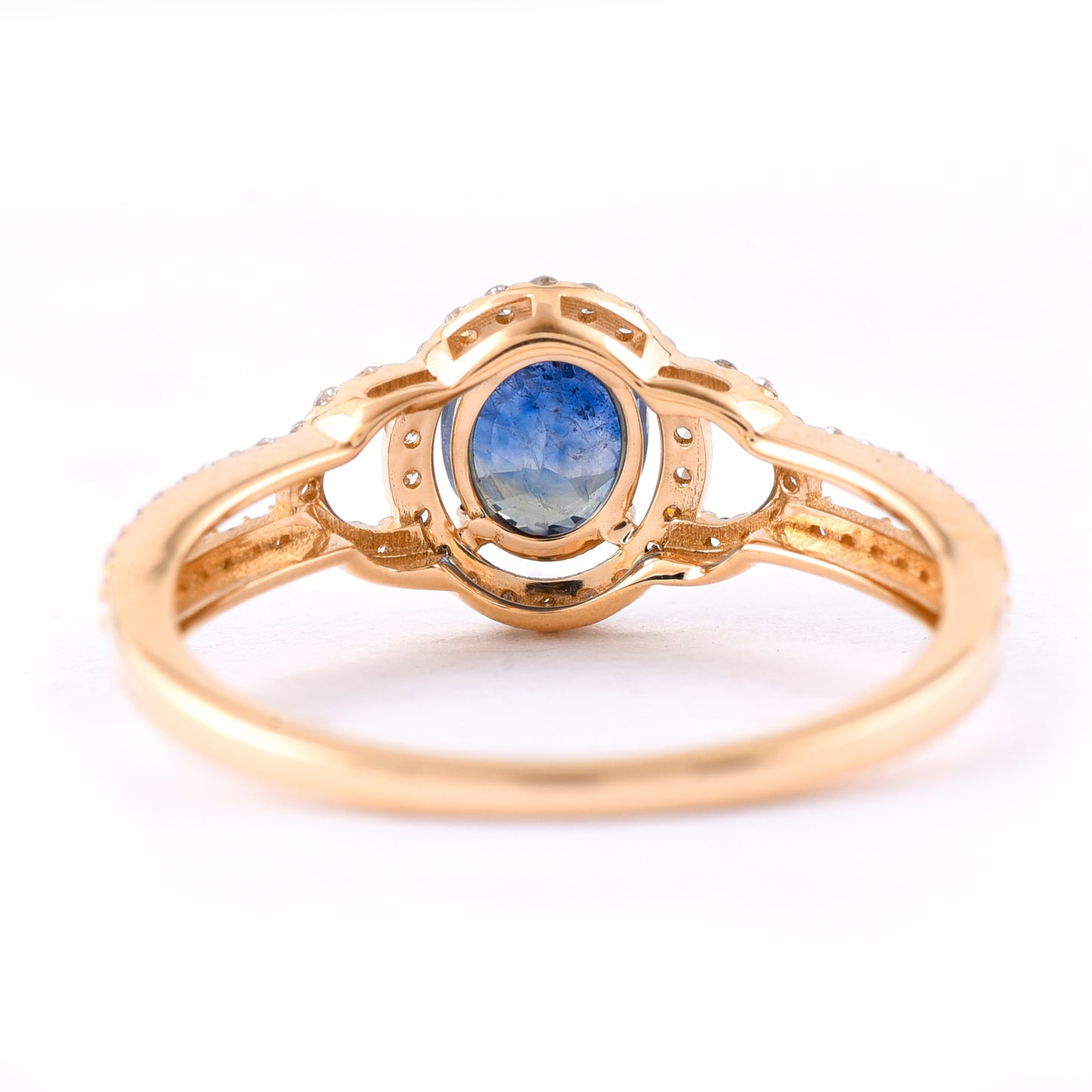 1.30 Ct Oval Mixed Cut Natural Sapphire 14K Gold Ring
