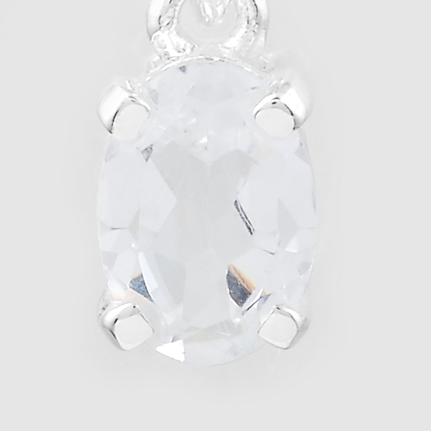 0.81 Ct Oval White Topaz, 925 Sterling Silver Pendant