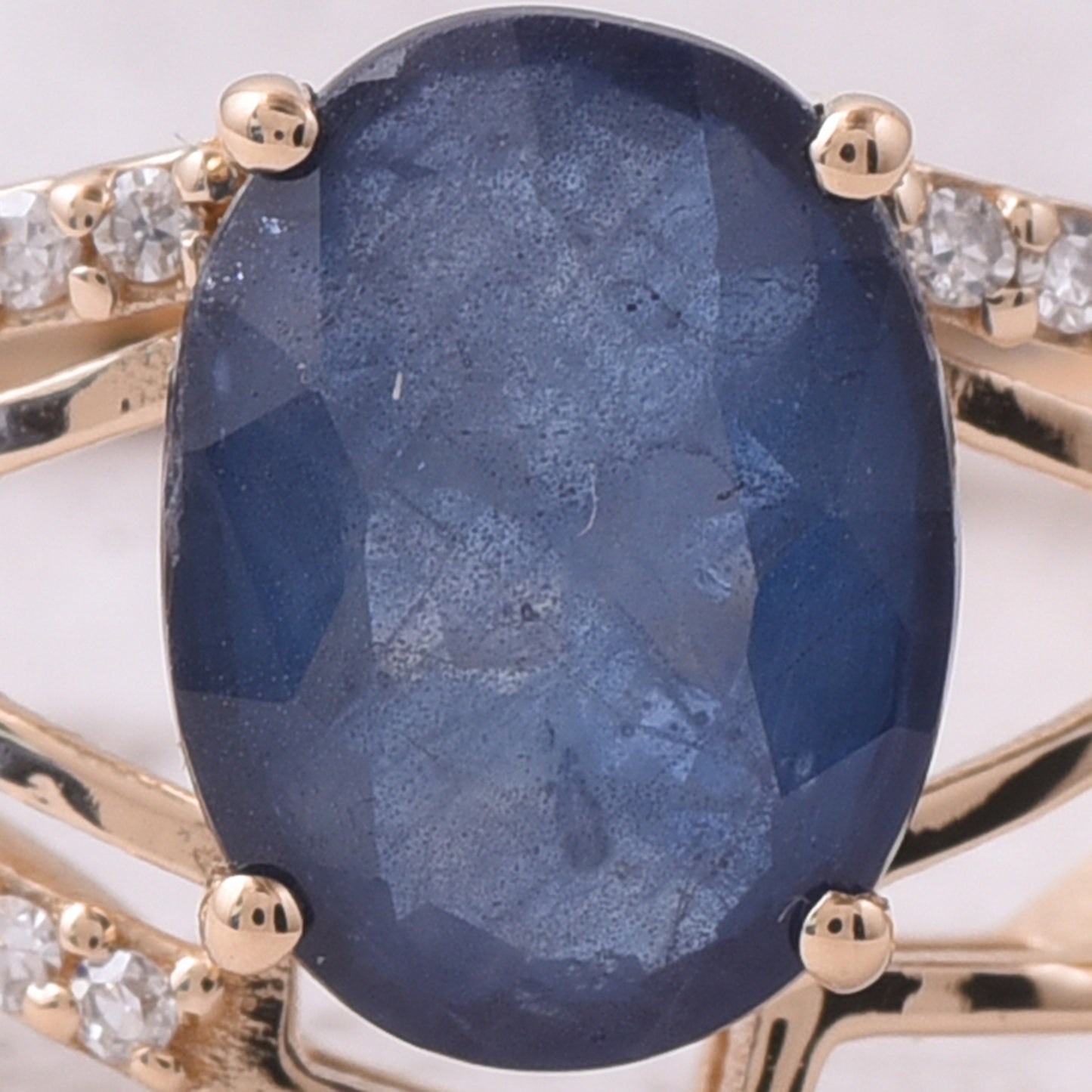 1.73 Ct Oval Mixed Cut Natural Sapphire 14K Gold Ring