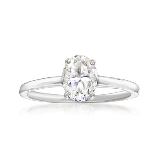 1.25 Carat Moissanite Ring in Sterling Silver. Size 6