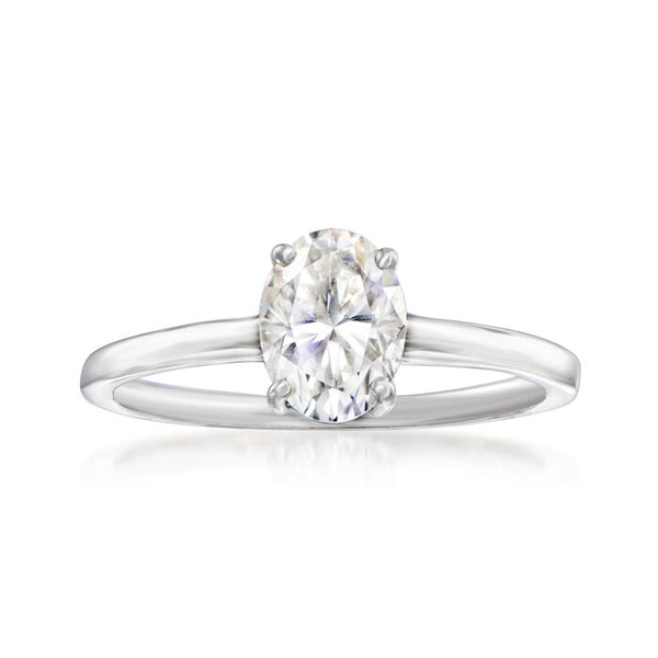 1.25 Carat Moissanite Ring in Sterling Silver. Size 6