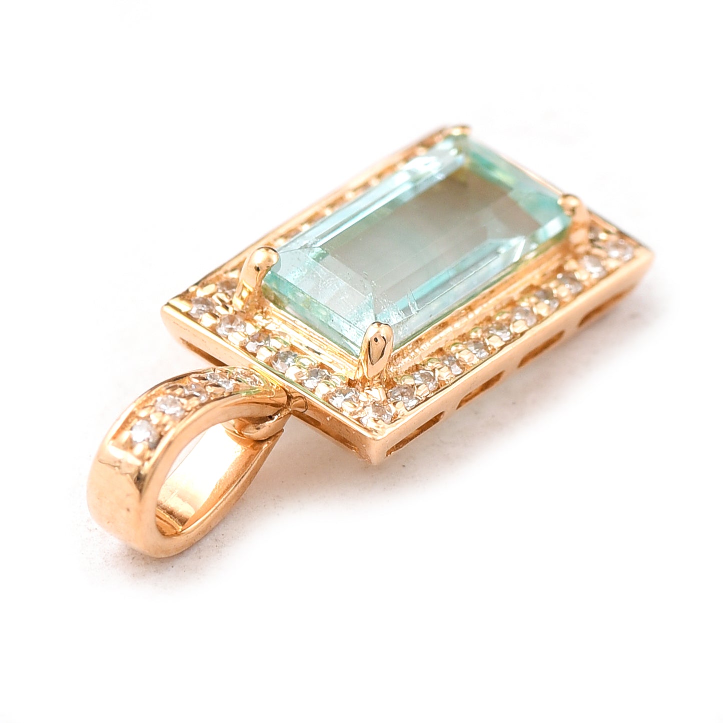 0.99 Ct Baguette Emerald 14K Gold Pendant