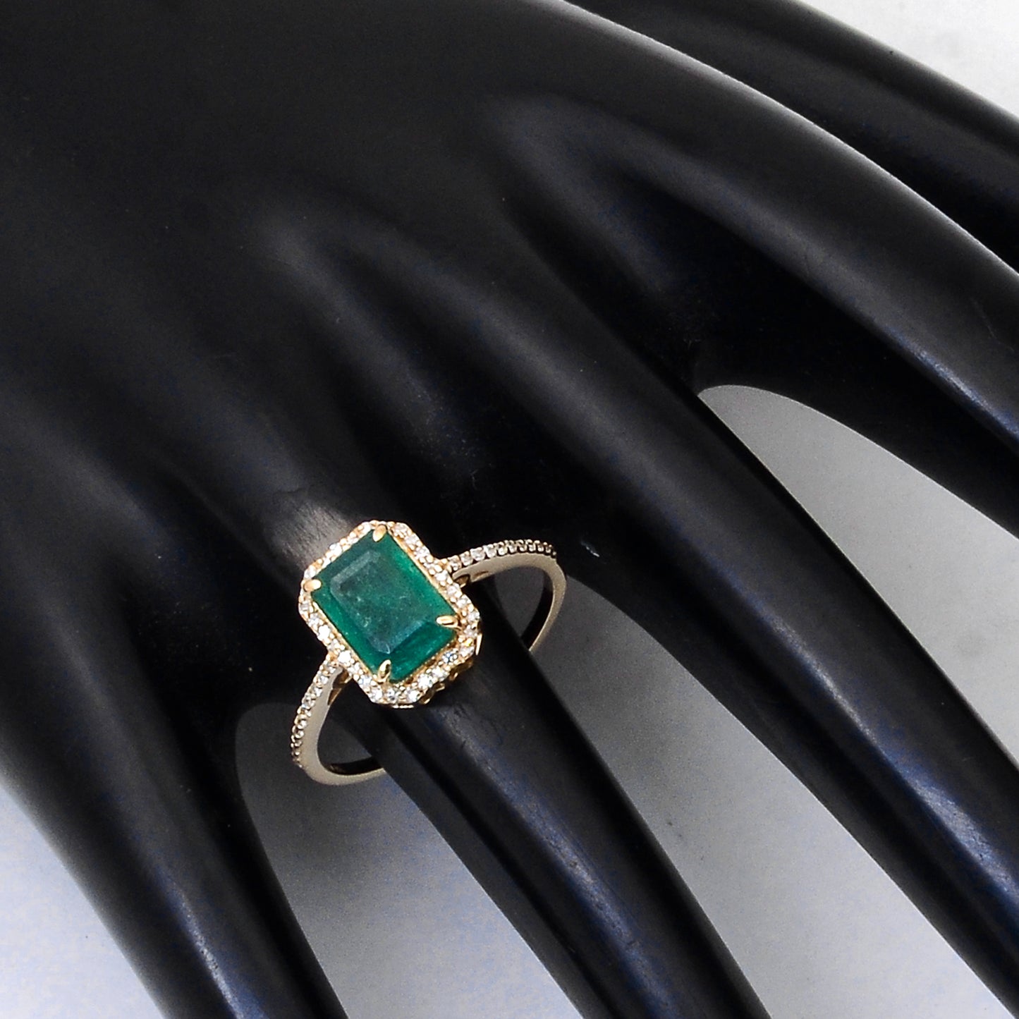 1.81 Ct Octagon Step Cut Natural Emerald 14K Gold Ring