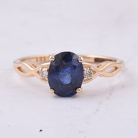 1.79 Ct Oval Natural Sapphire 14K Gold Ring
