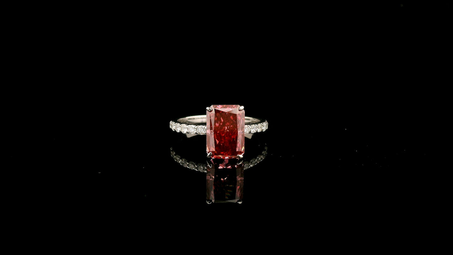 3.43 Carats Pink Lab Grown Diamond 14K Gold Ring