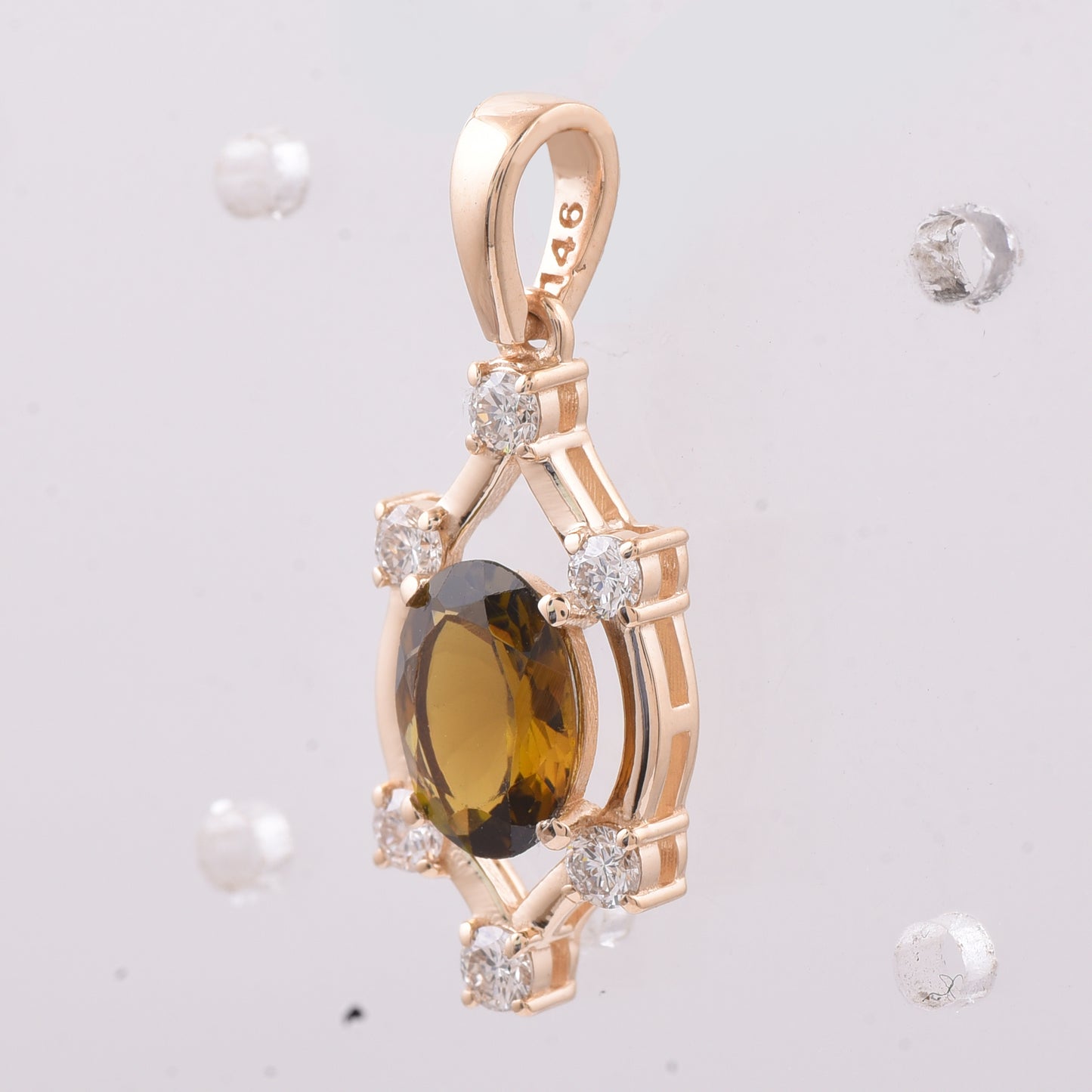 1.22 Ct Oval Natural Tourmaline 14K Gold Pendant