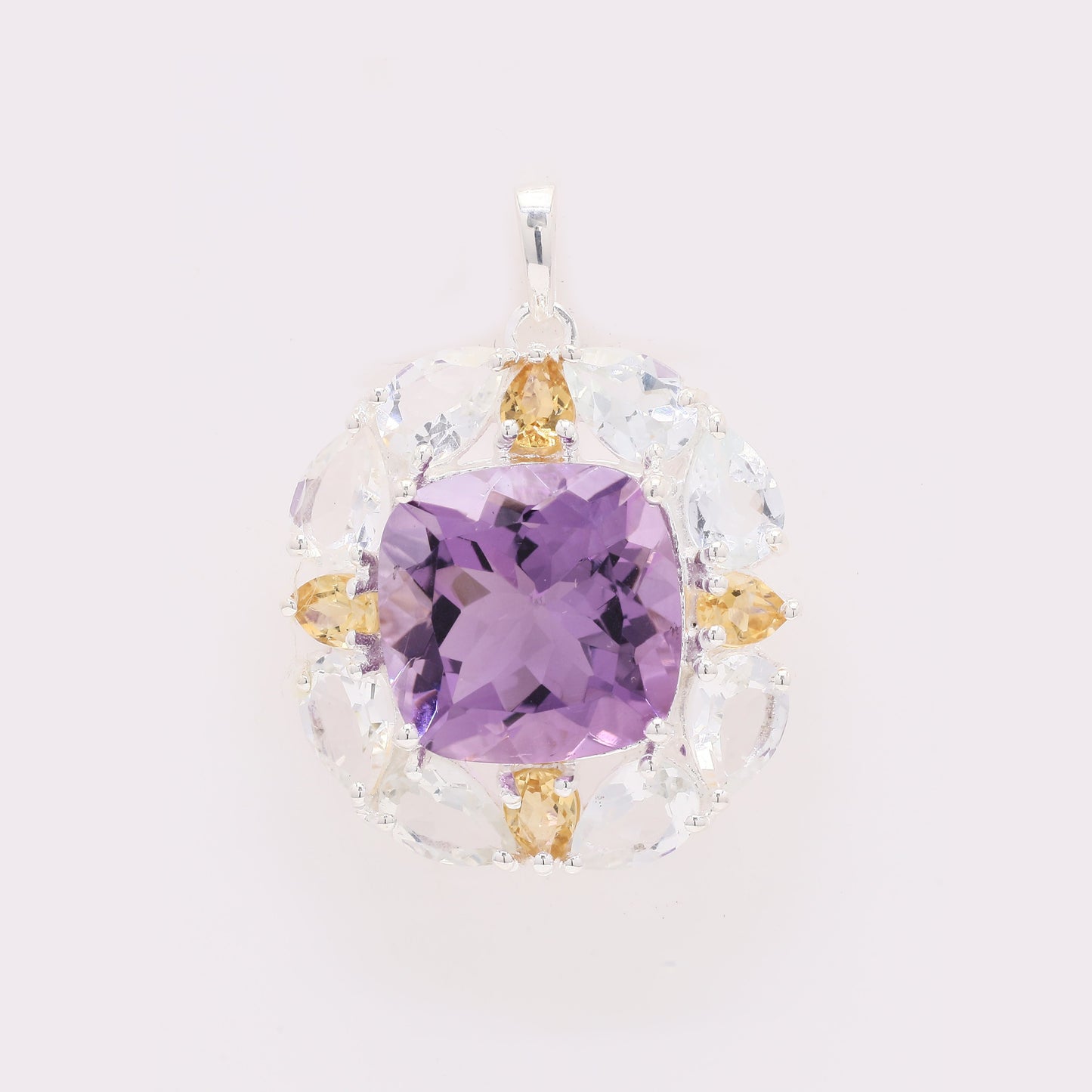 10.80 Ct Cushion Amethyst 925 Silver Pendant