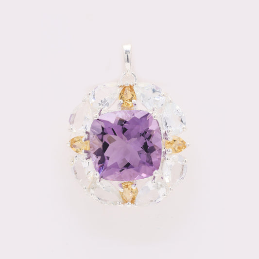 10.80 Ct Cushion Amethyst 925 Silver Pendant