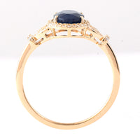 1.75 Ct Oval Mixed Cut Natural Sapphire 14K Gold Ring
