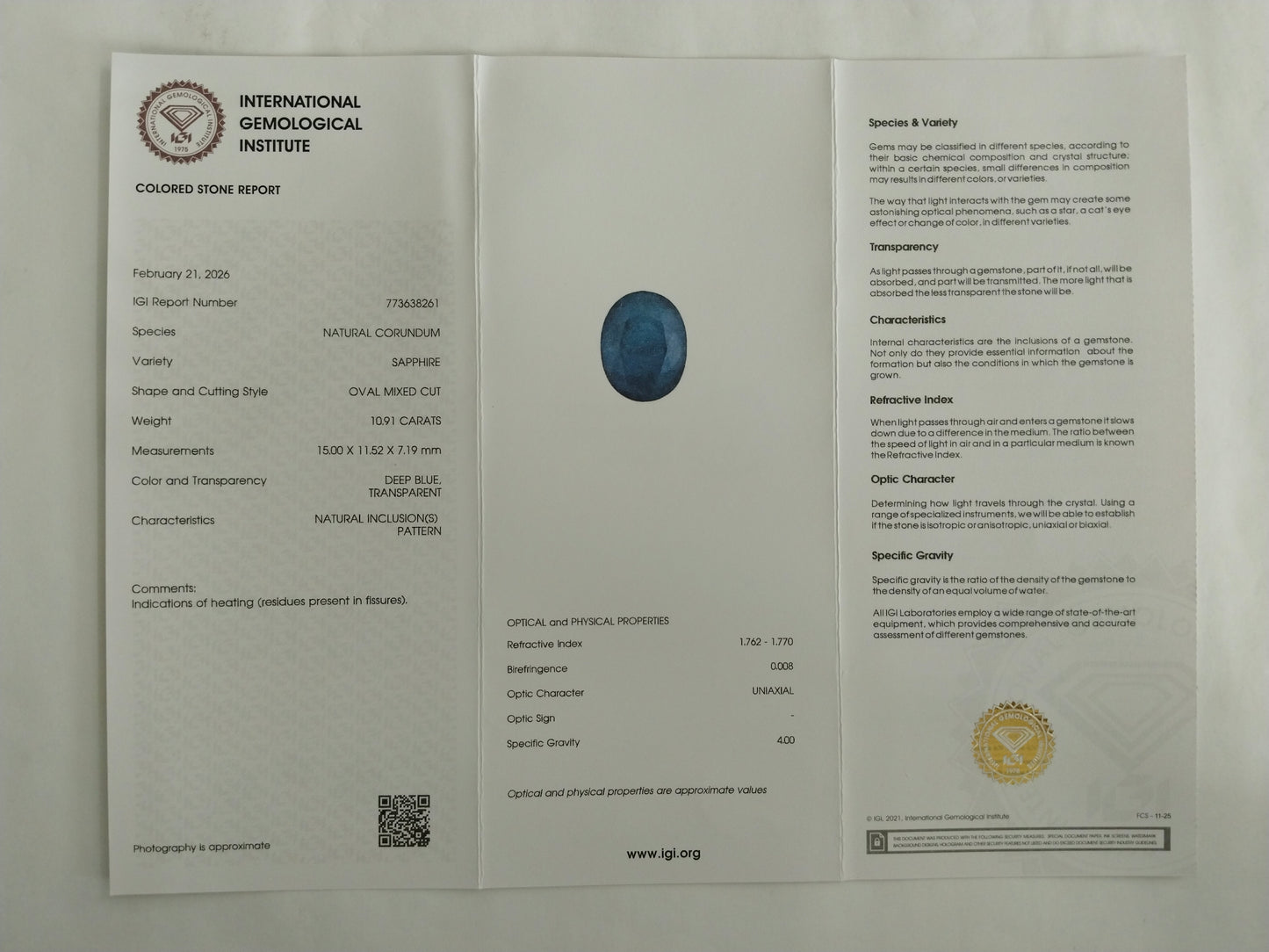 10.91 Natural Corundum Sapphire Oval Mixed Cut Gemstone