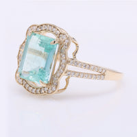 2.91 Ct Octagon Step Cut Natural Emerald 14K Gold Ring