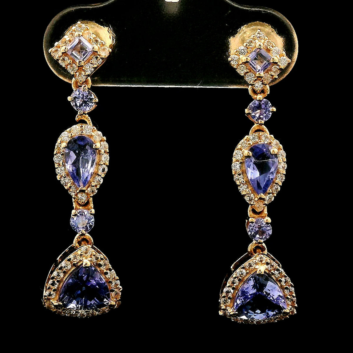 1.85 Ct Pear Tanzanite 14K Gold Earrings