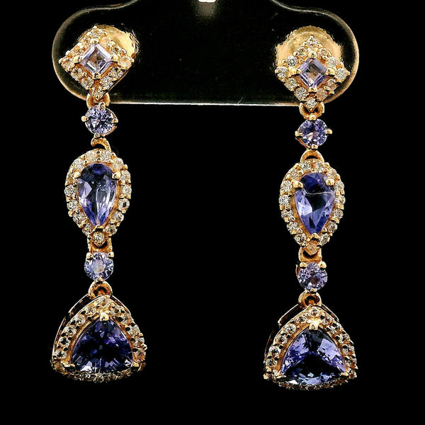 1.85 Ct Pear Tanzanite 14K Gold Earrings