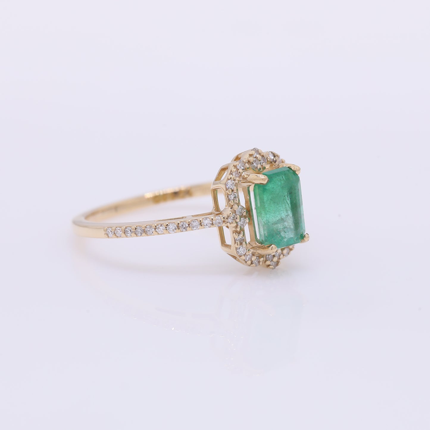 1.26 Ct Octagon Step Cut Natural Emerald 14K Gold Ring
