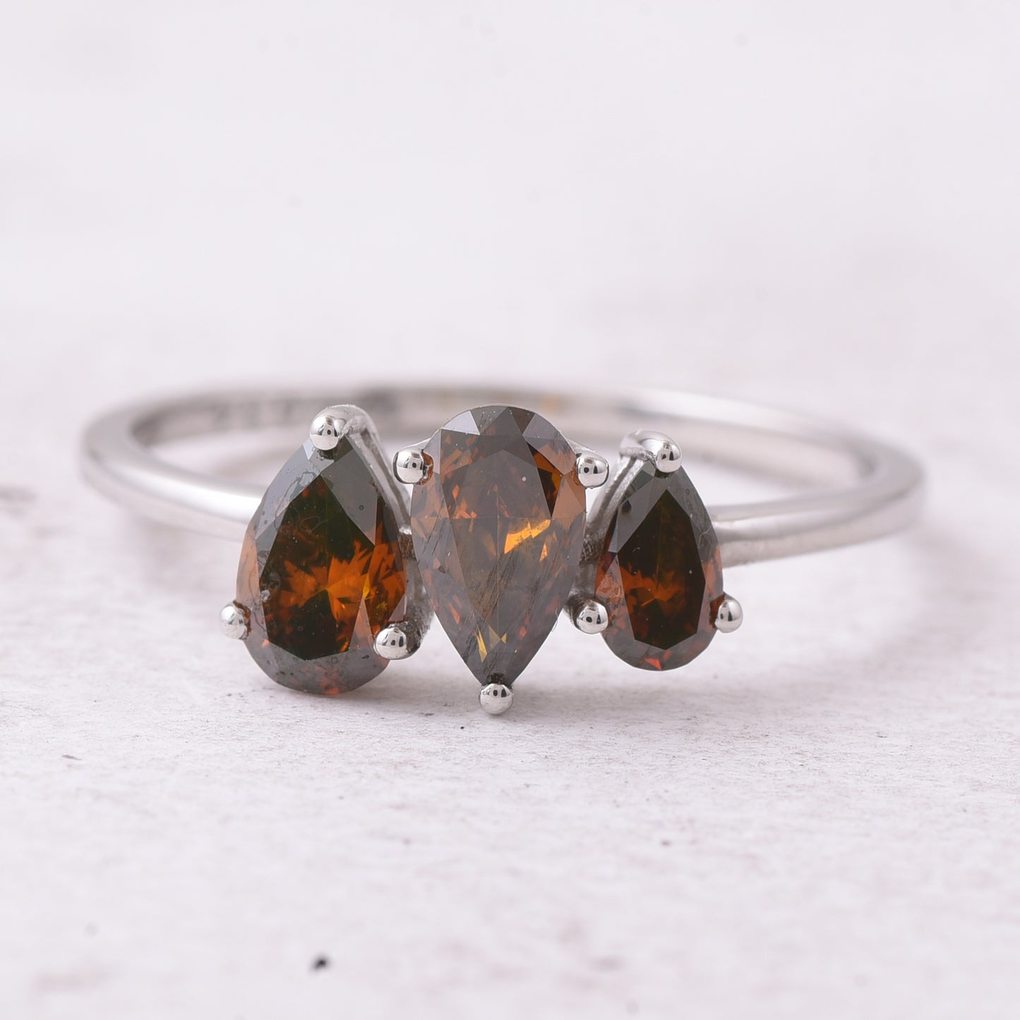 0.97 Ct Pear Red Diamond 950 Platinum Ring