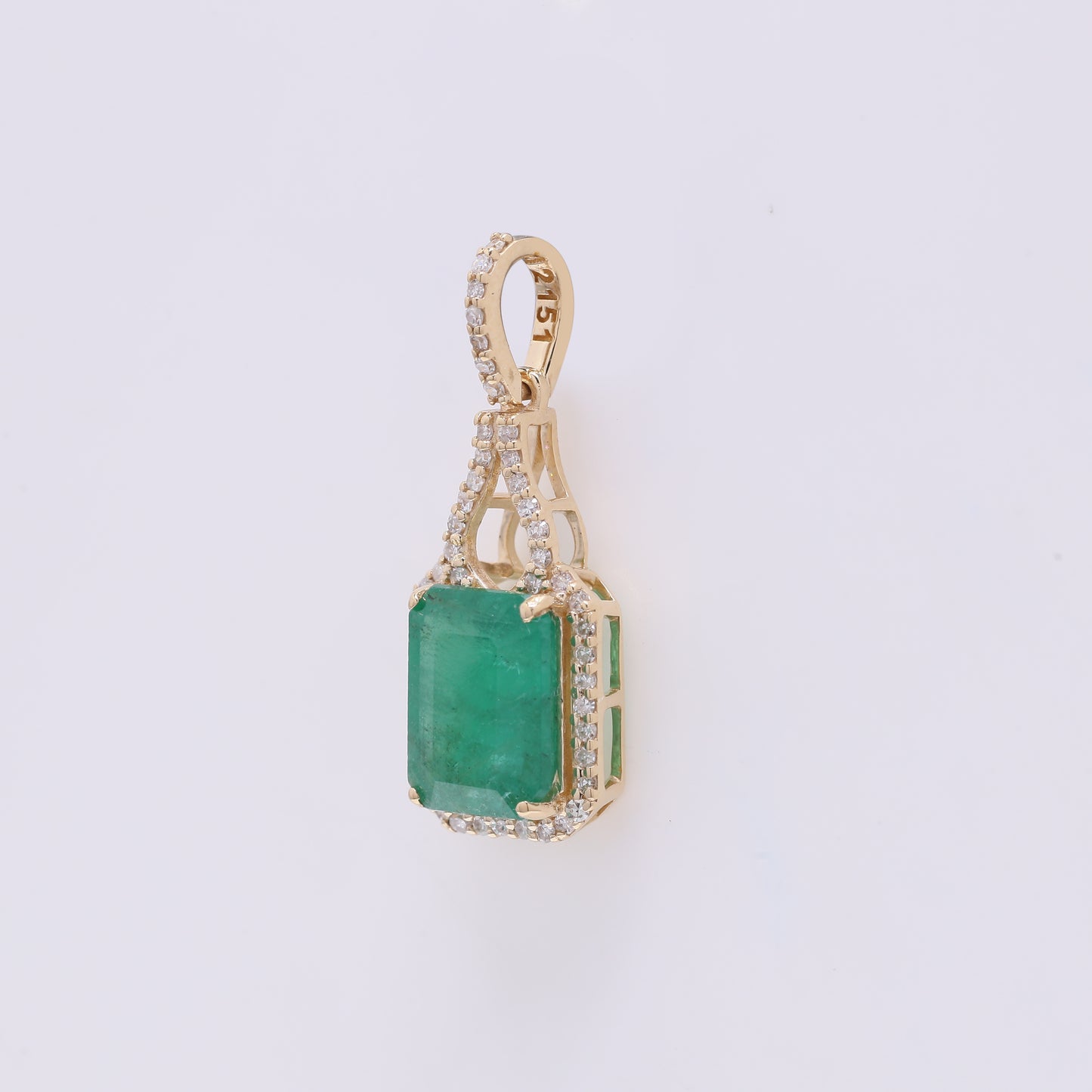 2.27 Ct Octagon Step Cut Natural Emerald 14K Gold Pendant