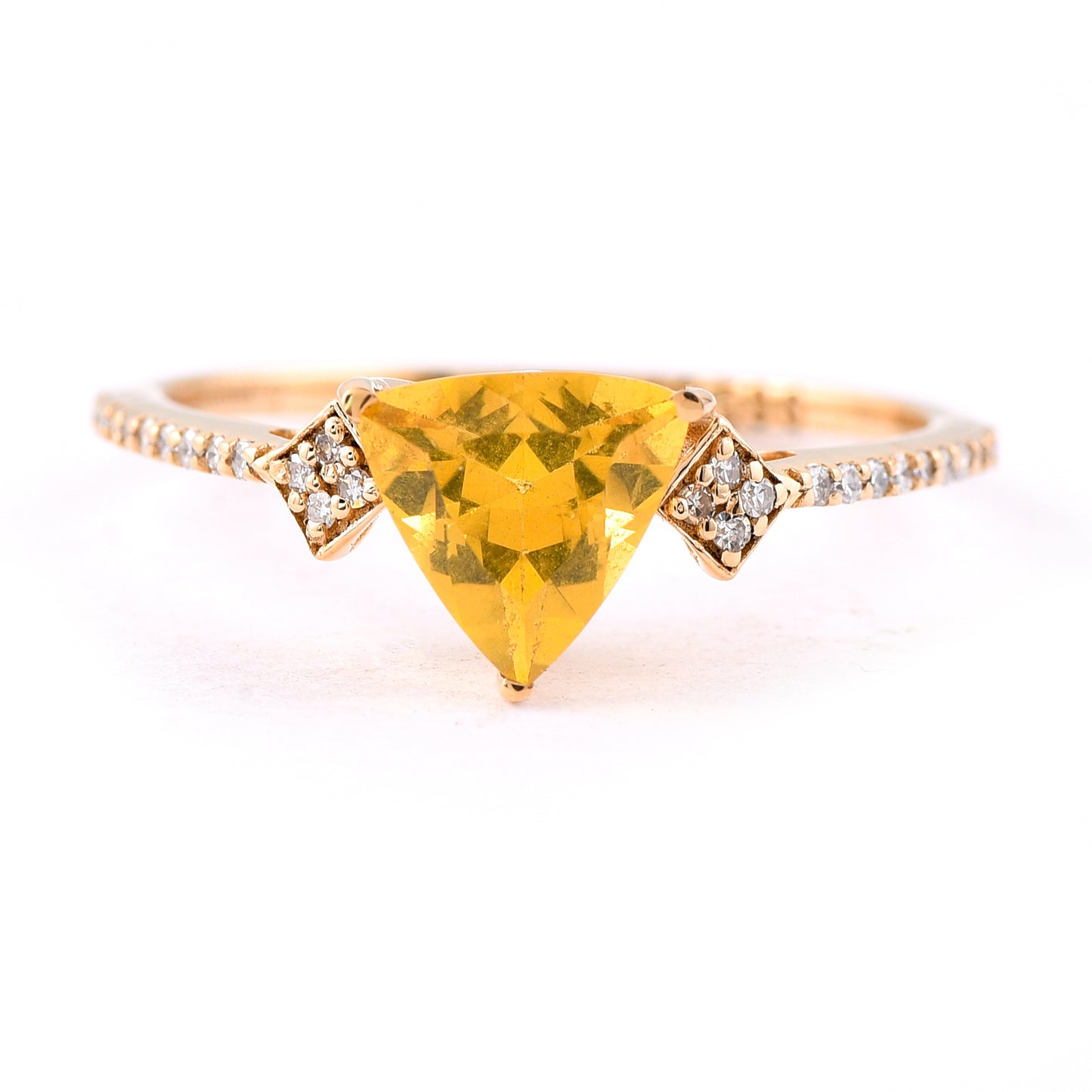0.81 Ct Triangle Mixed Cut Natural Fire Opal 14K Gold Ring