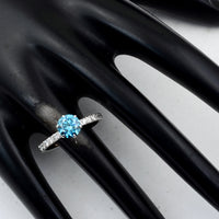 1.42 Carats Blue Lab Grown Diamond 14K Gold Ring