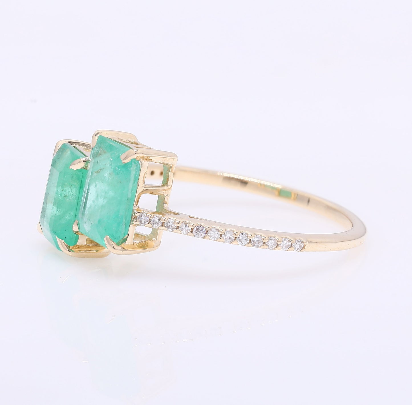 1.88 Ct Octagon Step Cut Natural Emerald 14K Gold Ring