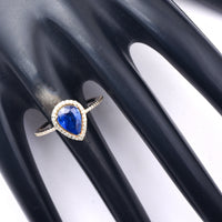 1.51 Ct Pear Mixed Cut Natural Sapphire 14K Gold Ring