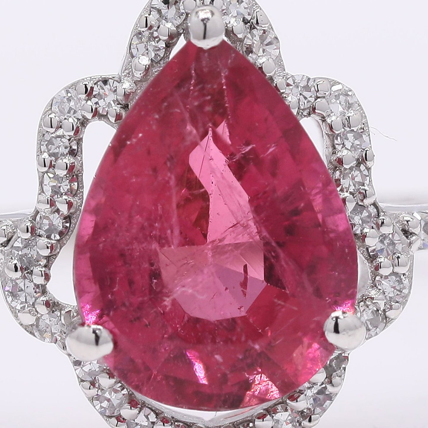 2.03 Ct Pear Mixed Cut Natural Rubellite 950 Platinum Ring