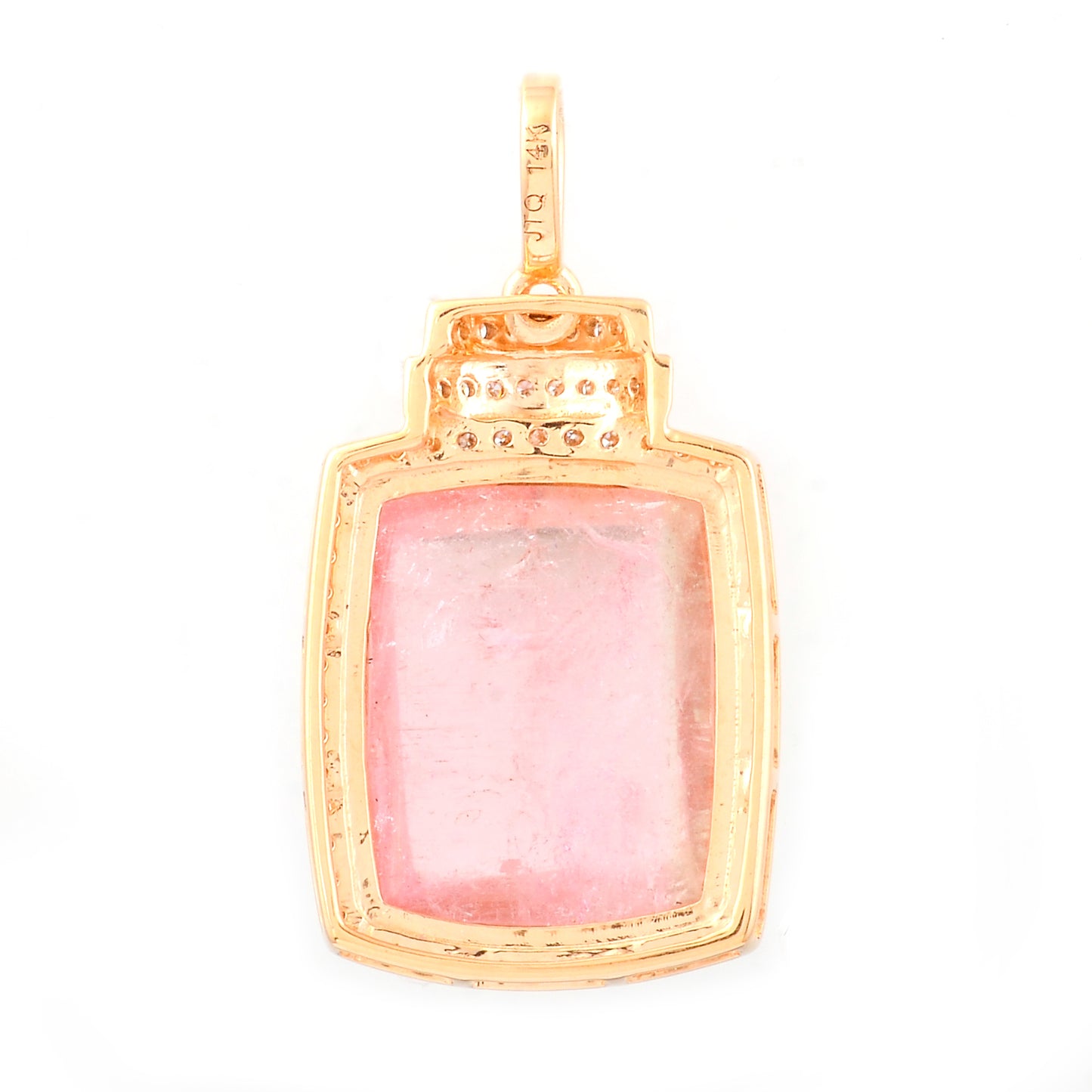 10.36 Ct Cushion Cabochon Cut Natural Tourmaline 14K Gold Pendant