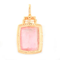10.36 Ct Cushion Cabochon Cut Natural Tourmaline 14K Gold Pendant